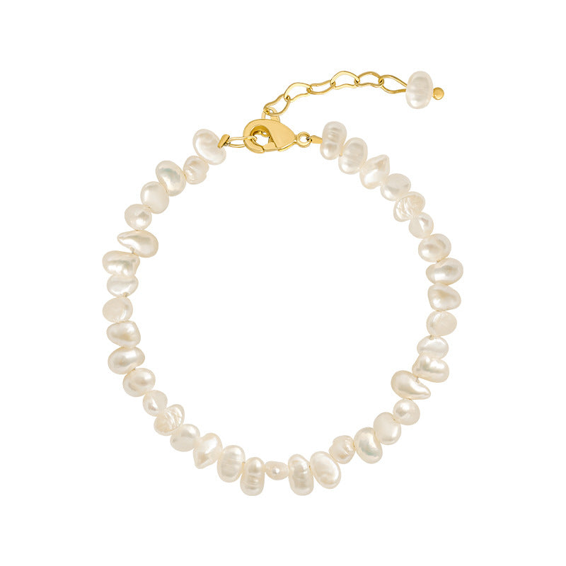 Freshwater pearl bracelet gold plating