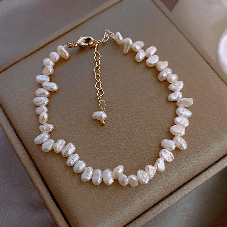 Freshwater pearl bracelet gold plating