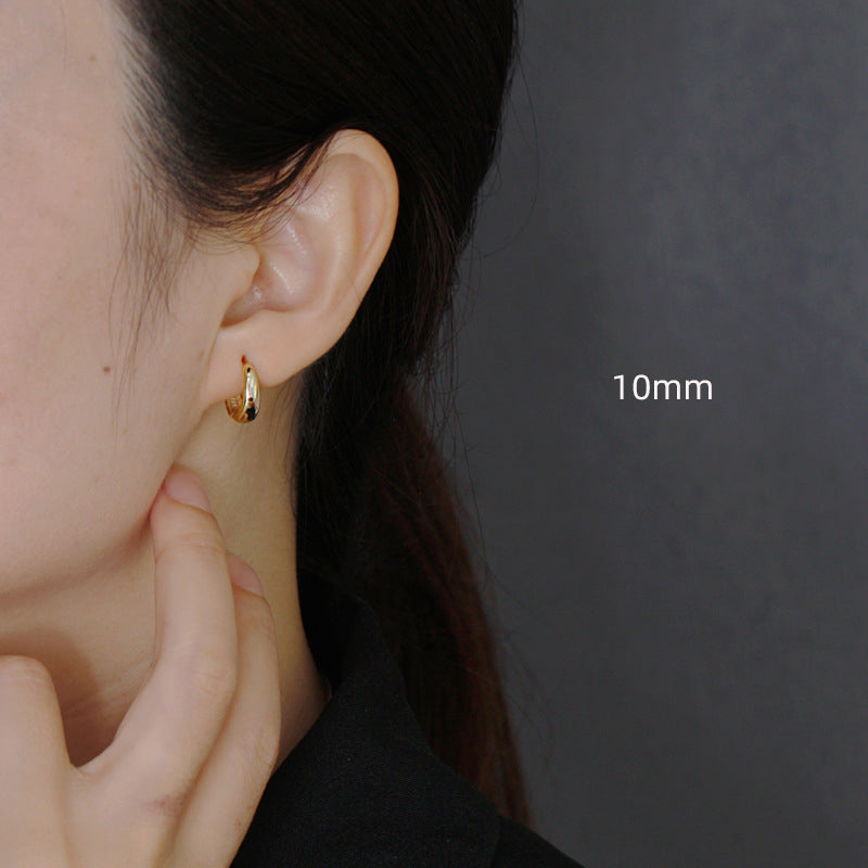 Small Wide Hoop Earring - 925 Sterling Silver