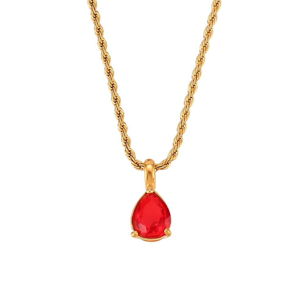 Waterdrop Birthstone Rope Chain Necklace