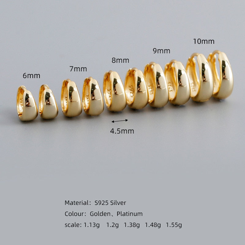Small Wide Hoop Earring - 925 Sterling Silver