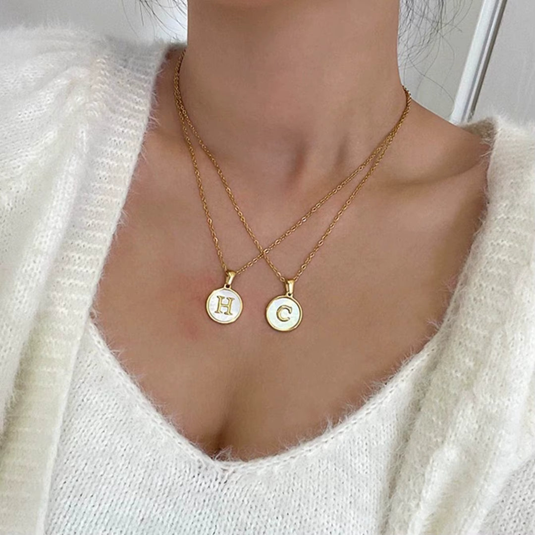 Initial Letter Oval Necklace