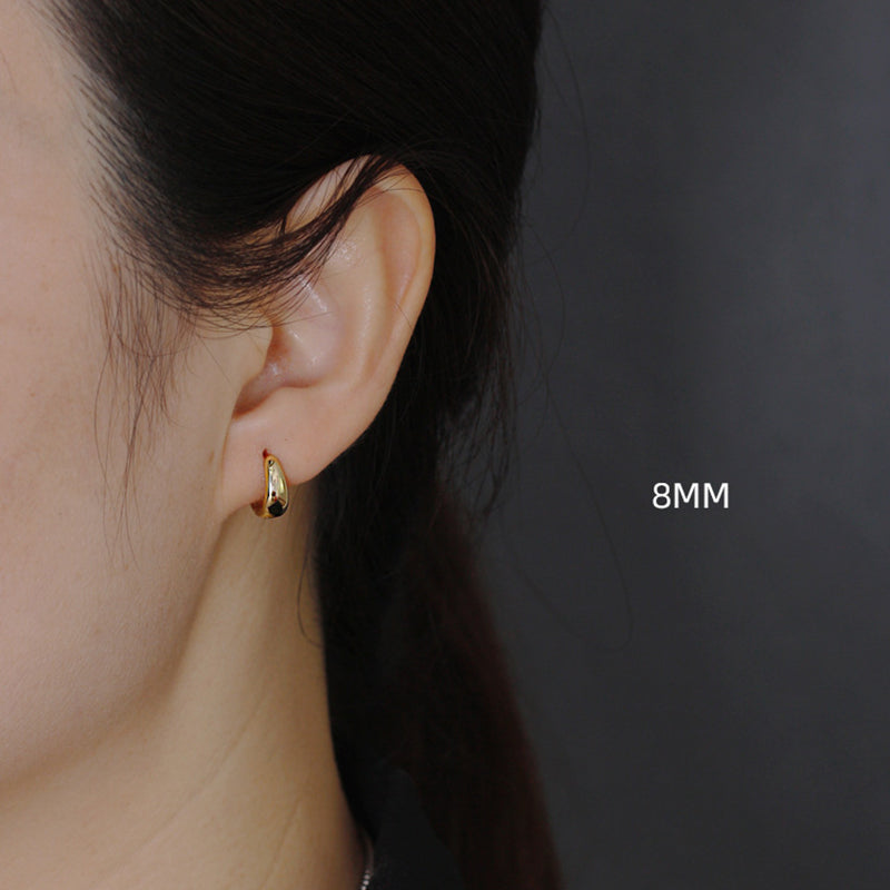 Small Wide Hoop Earring - 925 Sterling Silver