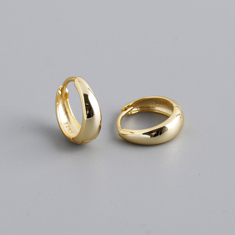 Small Wide Hoop Earring - 925 Sterling Silver