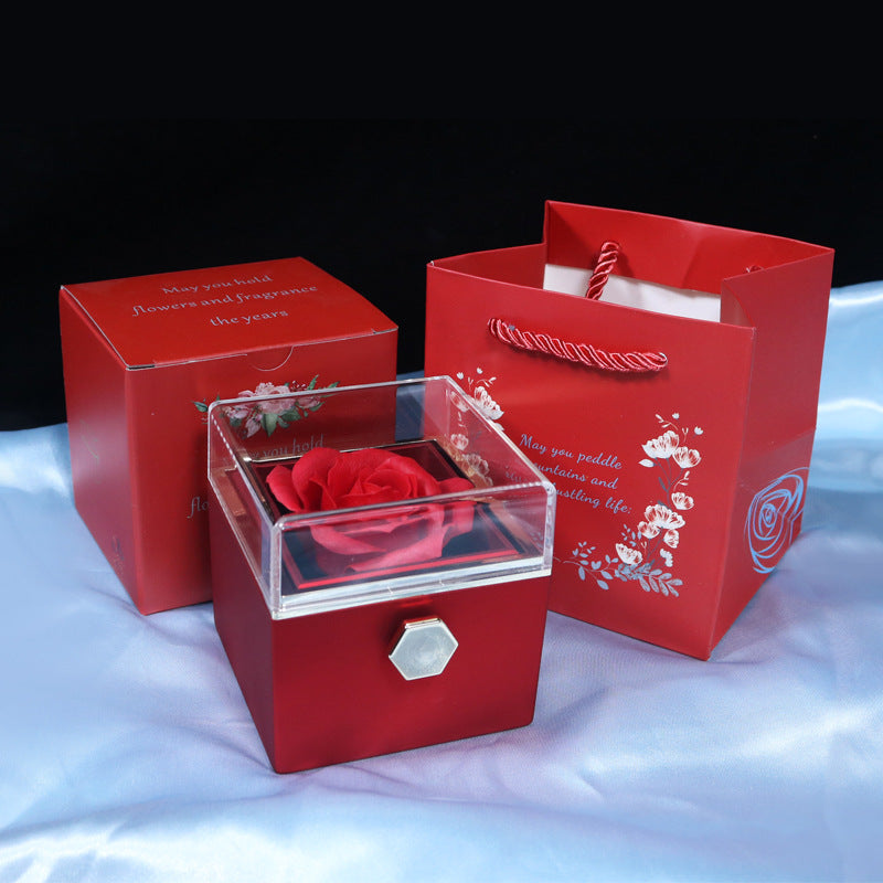 Personalized Lettering Double Heart Necklace with Rotatable luxury gift box