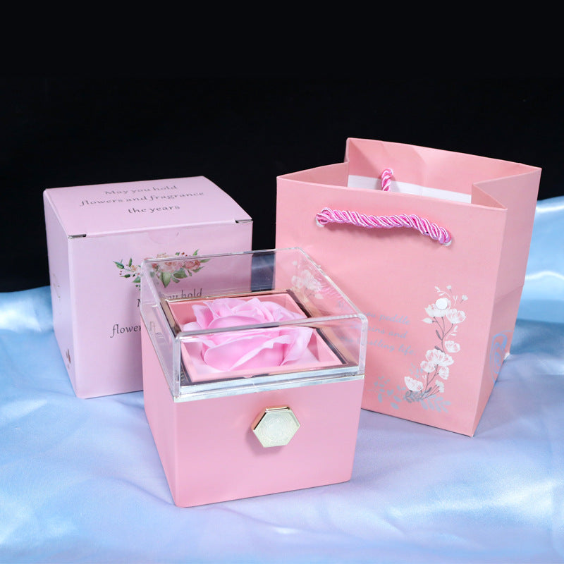 Personalized Lettering Double Heart Necklace with Rotatable luxury gift box