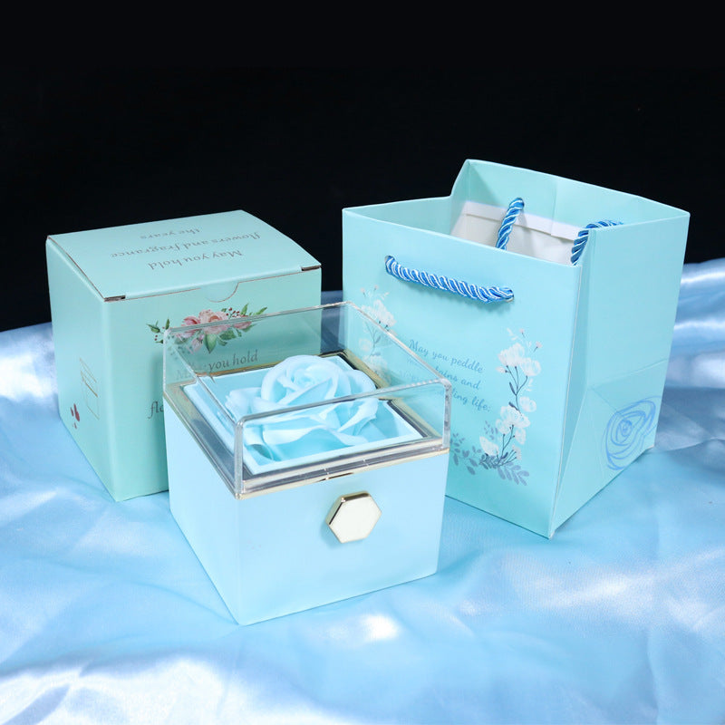 Personalized Lettering Double Heart Necklace with Rotatable luxury gift box