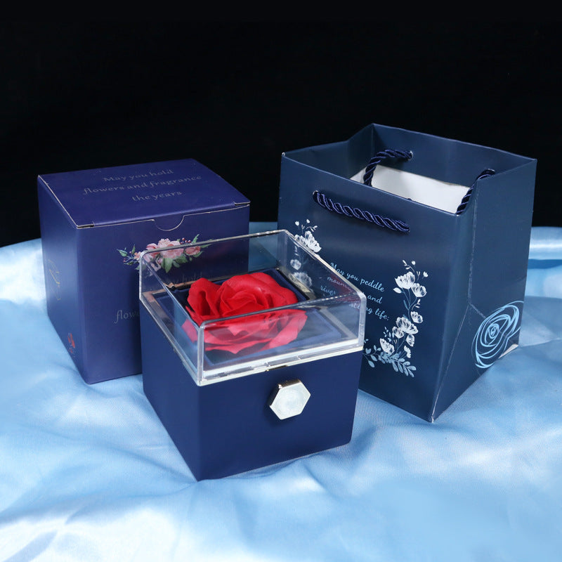 Personalized Lettering Double Heart Necklace with Rotatable luxury gift box