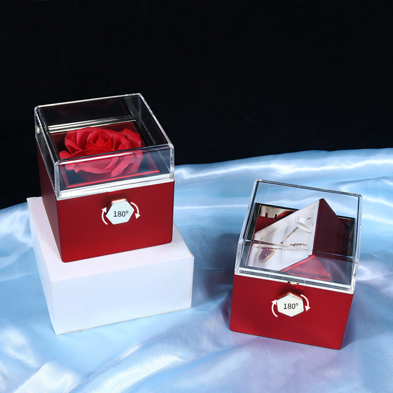 Personalized Lettering Double Heart Necklace with Rotatable luxury gift box