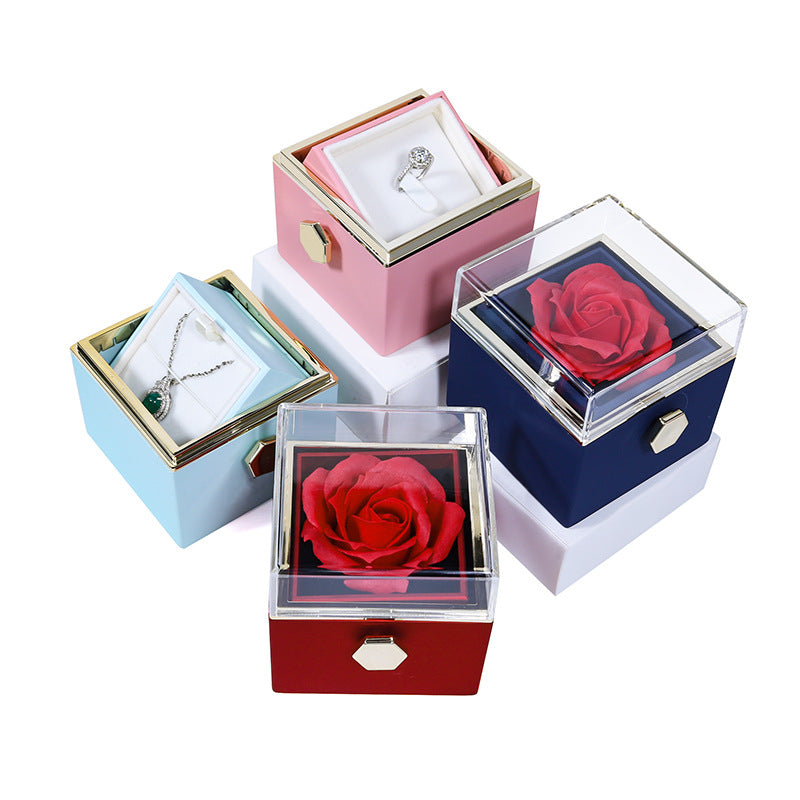 Personalized Lettering Double Heart Necklace with Rotatable luxury gift box