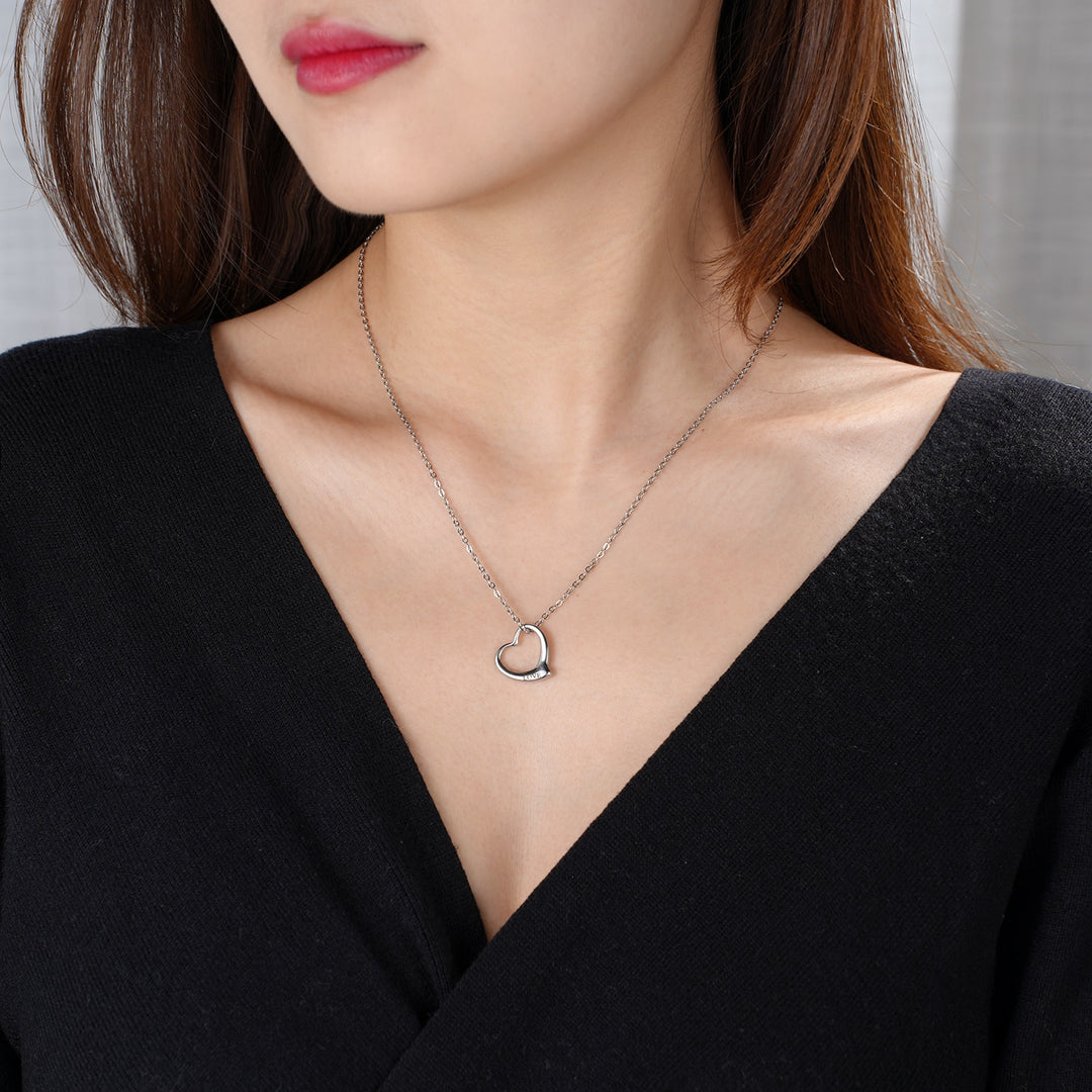 Engraved "Love" Heart Necklace With Eternal Rose Box