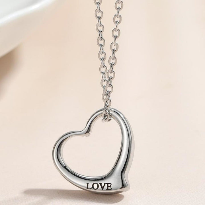 Engraved "Love" Heart Necklace With Eternal Rose Box