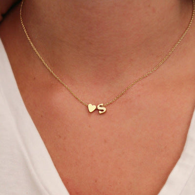 Initial Necklace with Heart