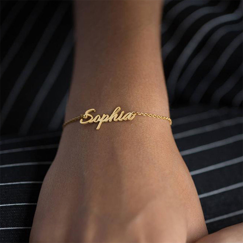 Personalized name bracelet with packaging box