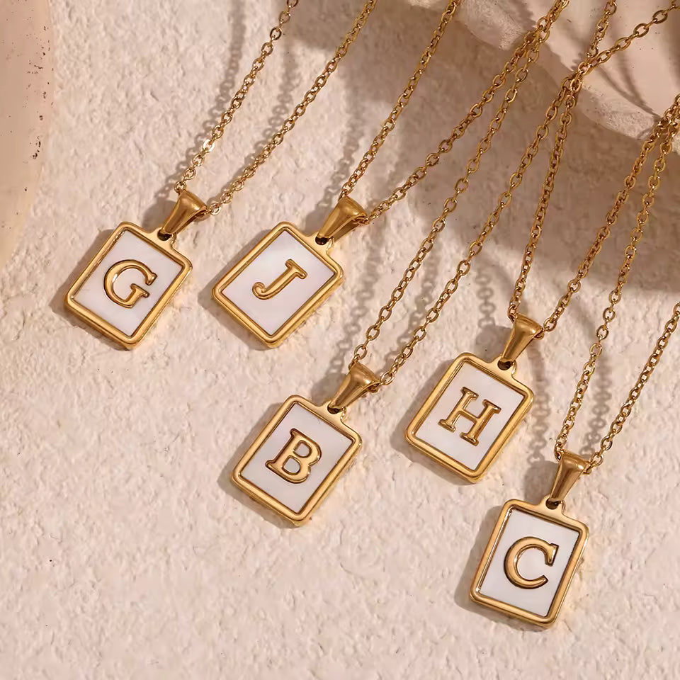 Initial Letter Squared Necklace