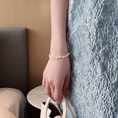 Freshwater pearl bracelet gold plating