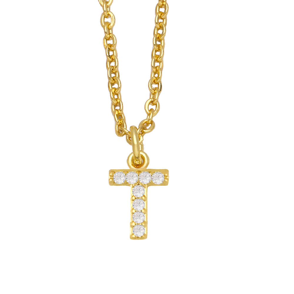 Initial Letter with Zircon Necklace