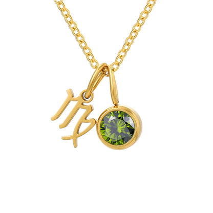 Zodiac Sign & Birthstone Necklace