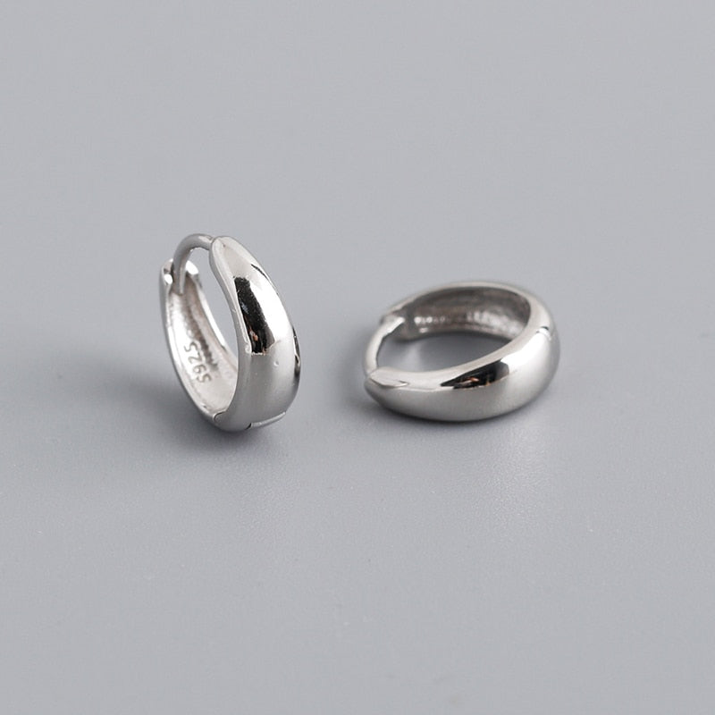 Small Wide Hoop Earring -  925 Sterling Silver