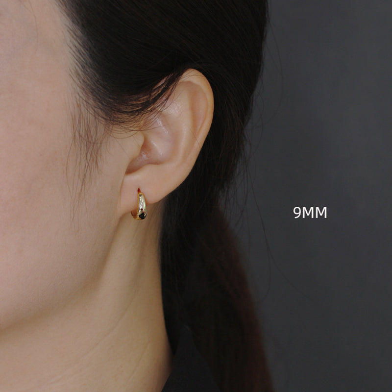 Small Wide Hoop Earring -  925 Sterling Silver