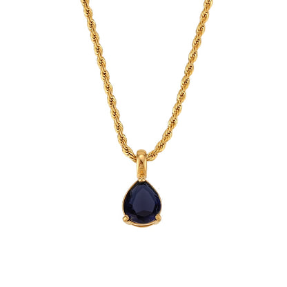 Waterdrop Birthstone Rope Chain Necklace