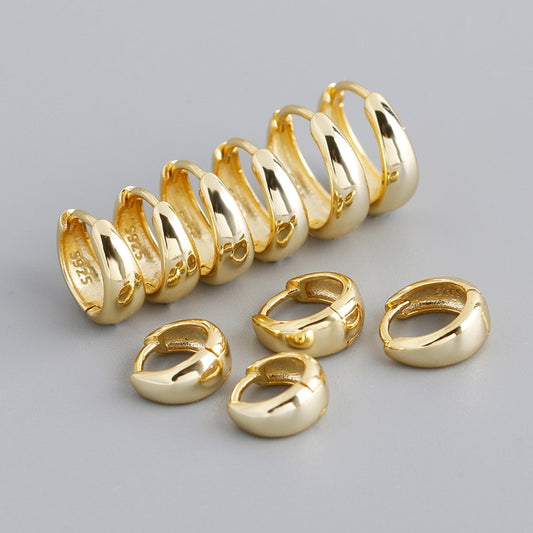 Small Wide Hoop Earring -  925 Sterling Silver