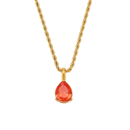 Waterdrop Birthstone Rope Chain Necklace