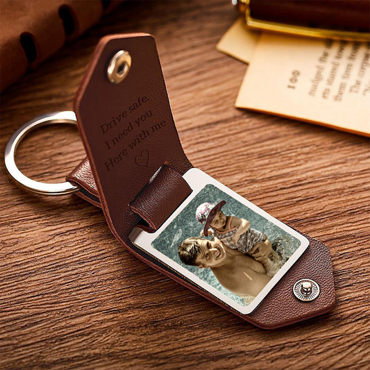 Personalized Leather Keychain - Father's Day