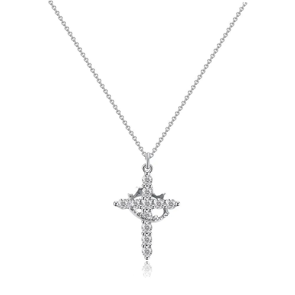 Noble Cross Crown Necklace