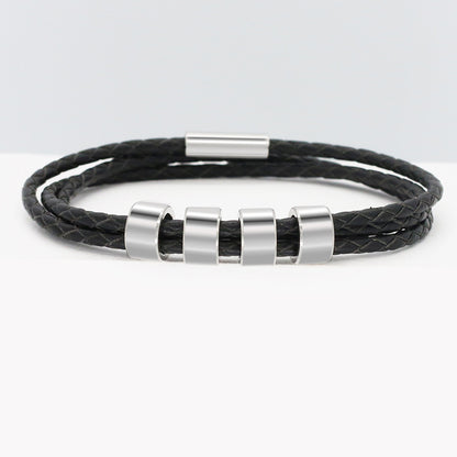 Personalized Father's Day Leather Bracelet