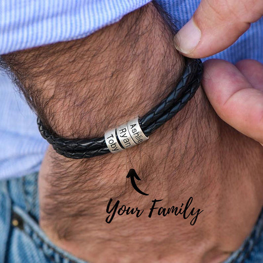 Personalized Father's Day Leather Bracelet