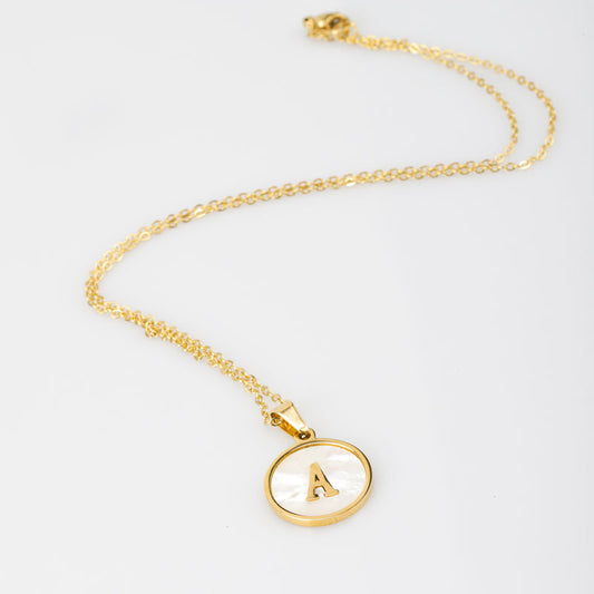 Initial Letter Oval Necklace (A-Z)