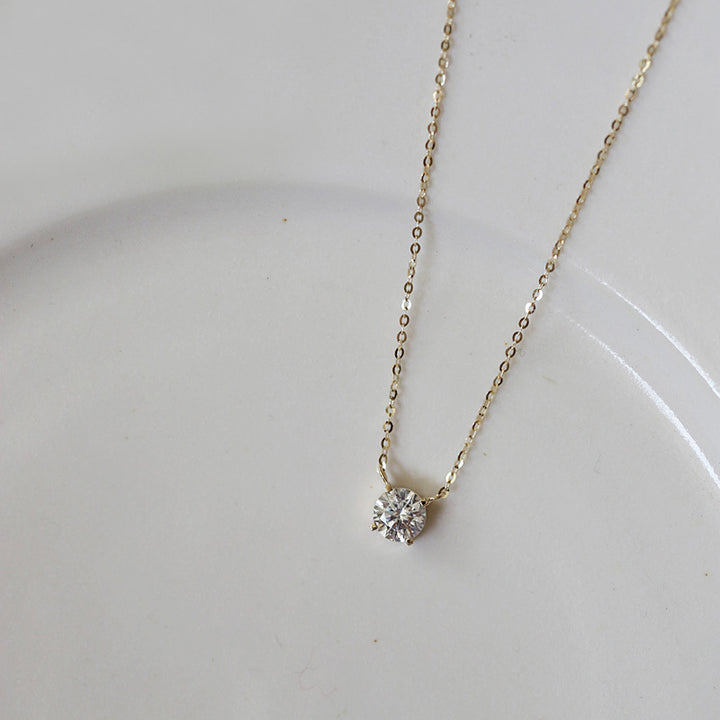 Solitaire Necklace 925 Sterling Silver Plated with 14K Gold
