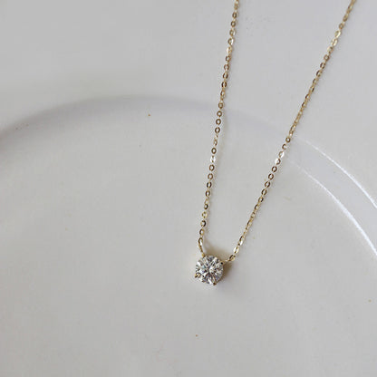 Solitaire Necklace 925 Sterling Silver Plated with 14K Gold