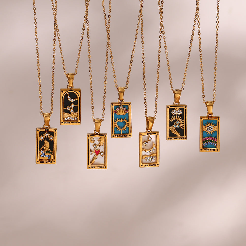 Enamel Sun Tarot Card Necklace in Gold - Lisa Angel – Hyde and Seek