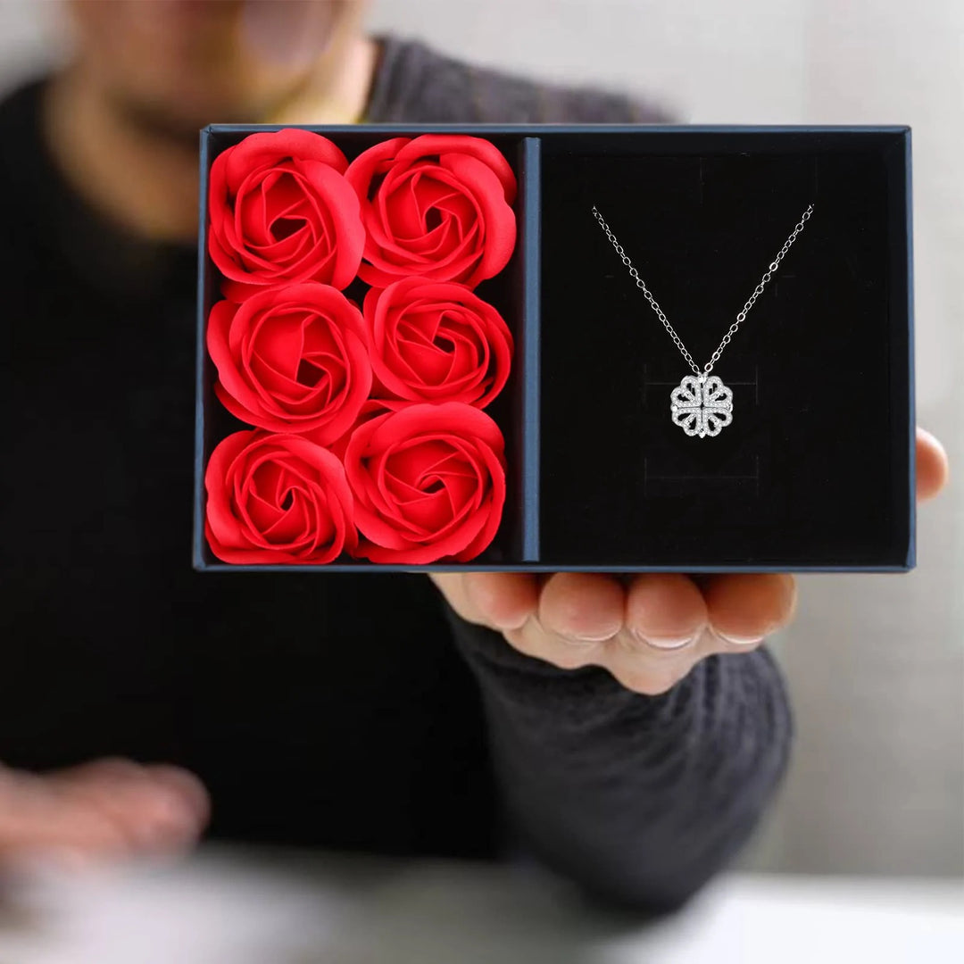 Clover Necklace with Eternal Rose Gift Box