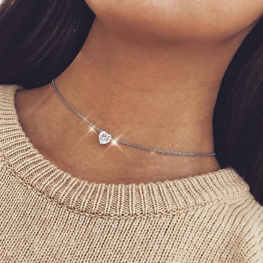 Minimalist Zircon Heart Necklace